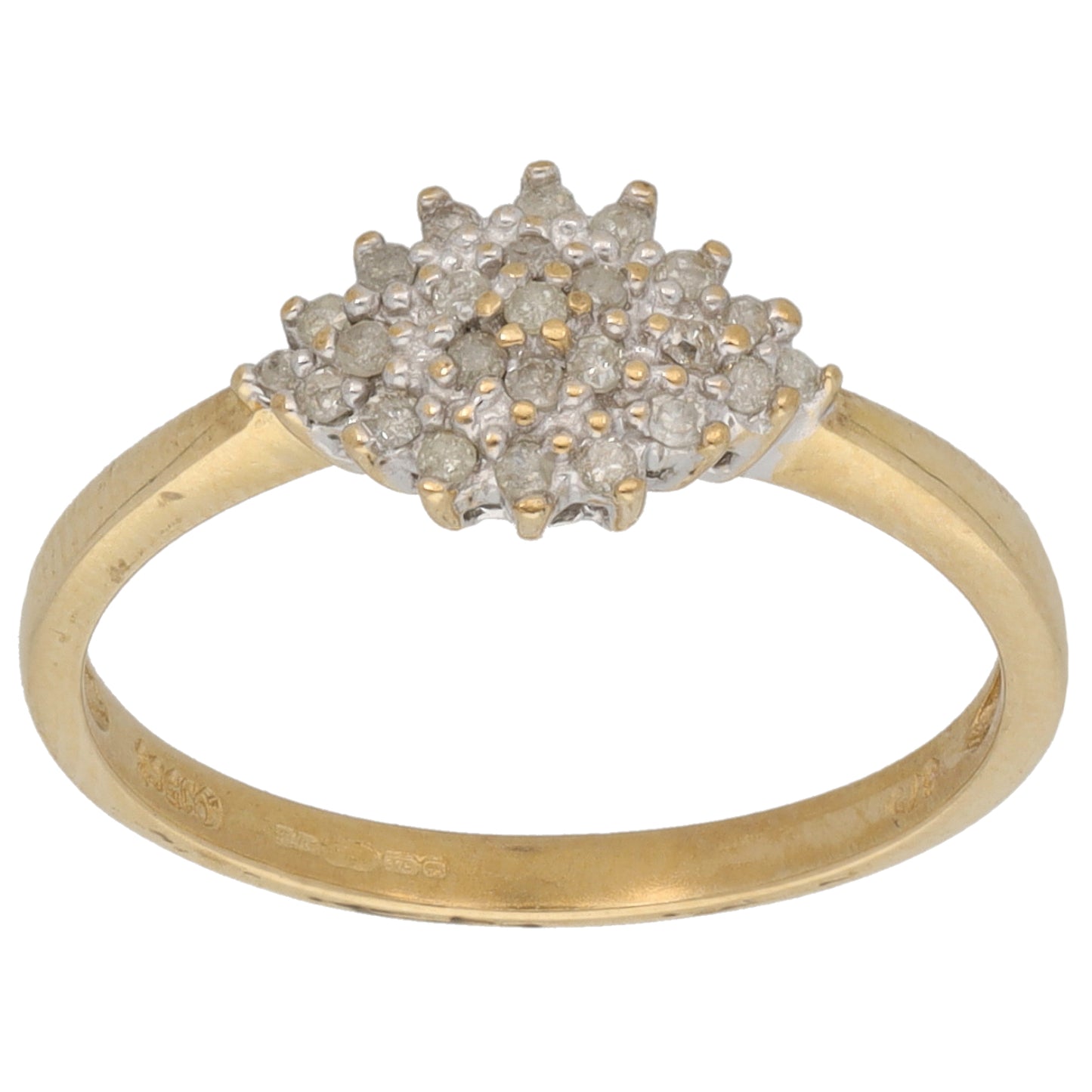 9ct Gold 0.15ct Diamond Cluster Ring Size L