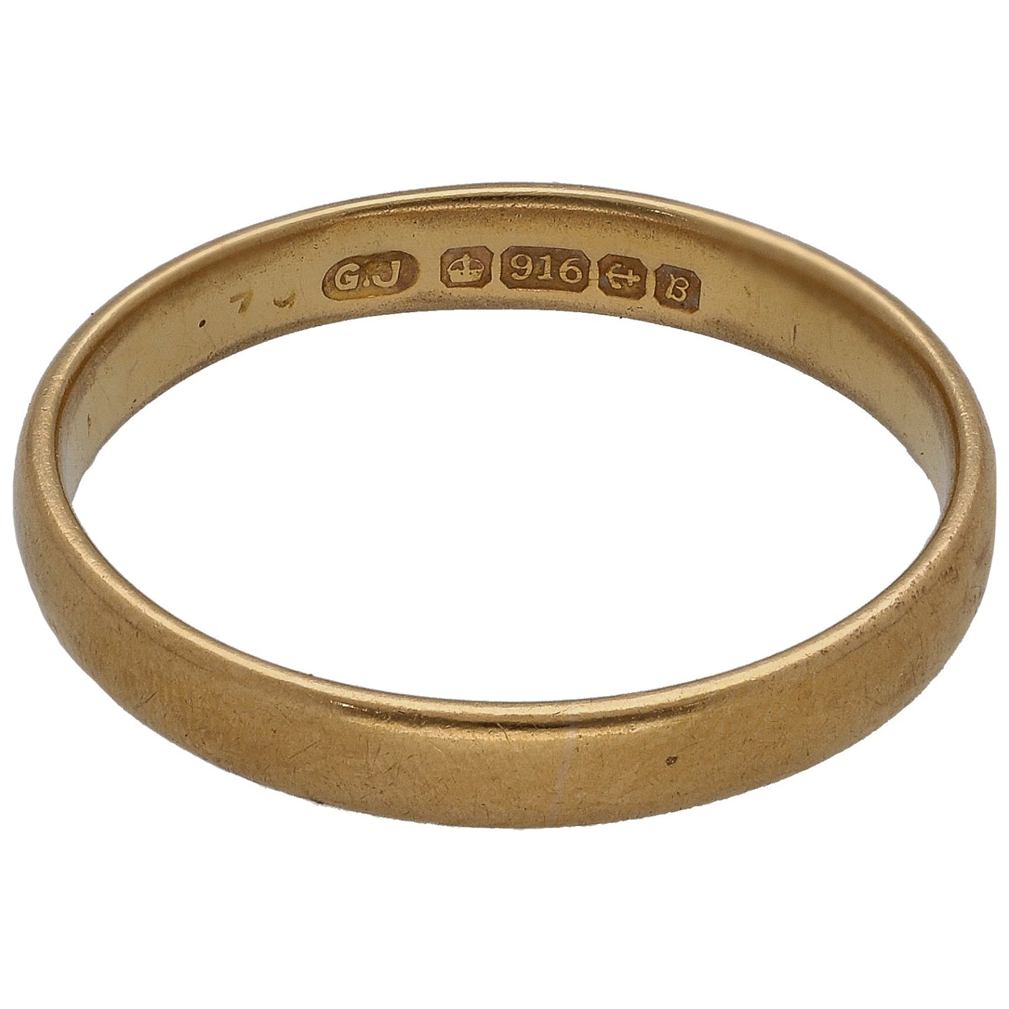 22ct Gold Plain Wedding Ring Size S