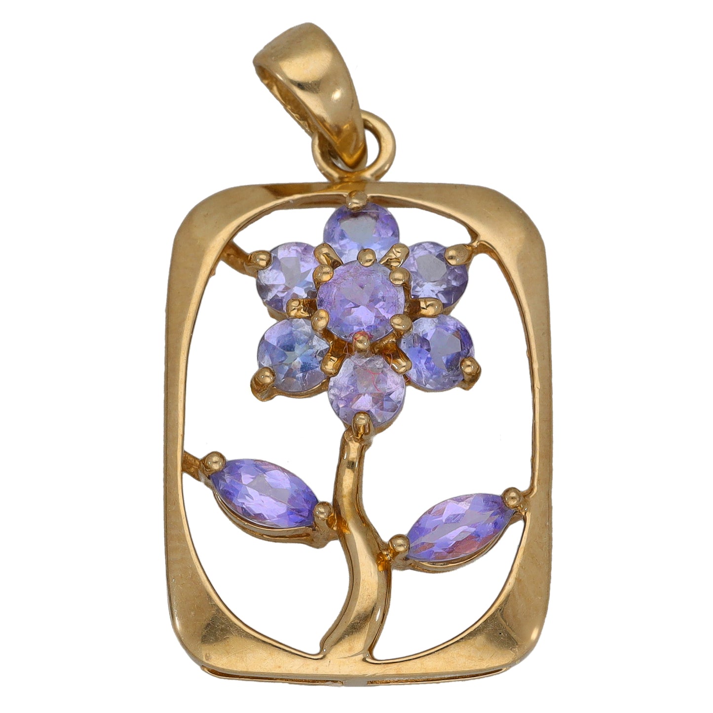 9ct Gold Tanzanite Dress/Cocktail Flower Pendant