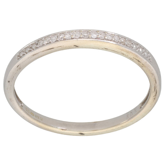 9ct White Gold 0.045ct Diamond Half Eternity Ring Size R
