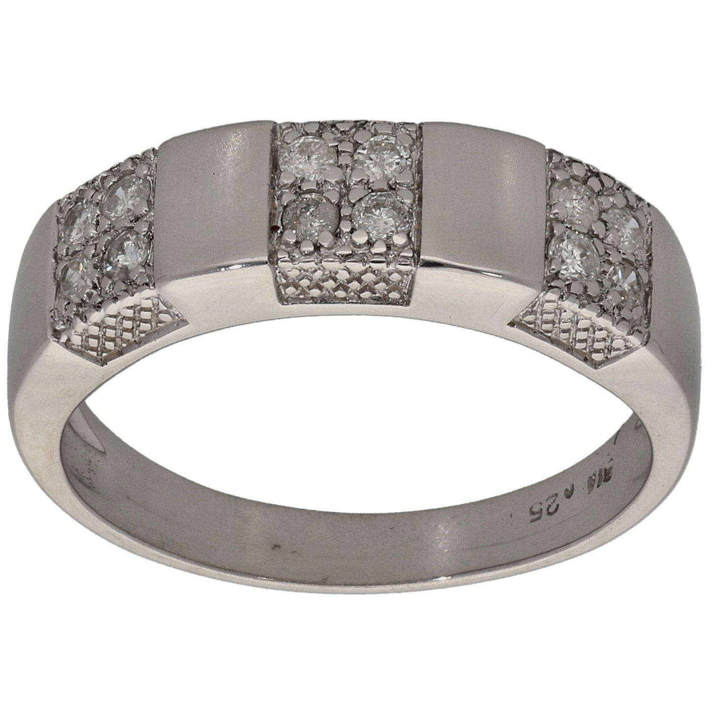 9ct White Gold 0.25ct Diamond Dress/Cocktail Ring Size O