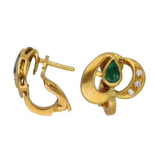 14ct Gold 0.06ct Diamond & Emerald Dress/Cocktail Earrings