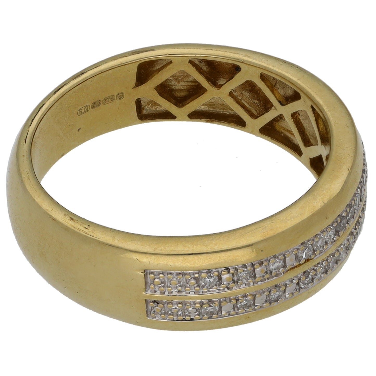 9ct Gold 0.98ct Diamond Half Eternity Ring Size P