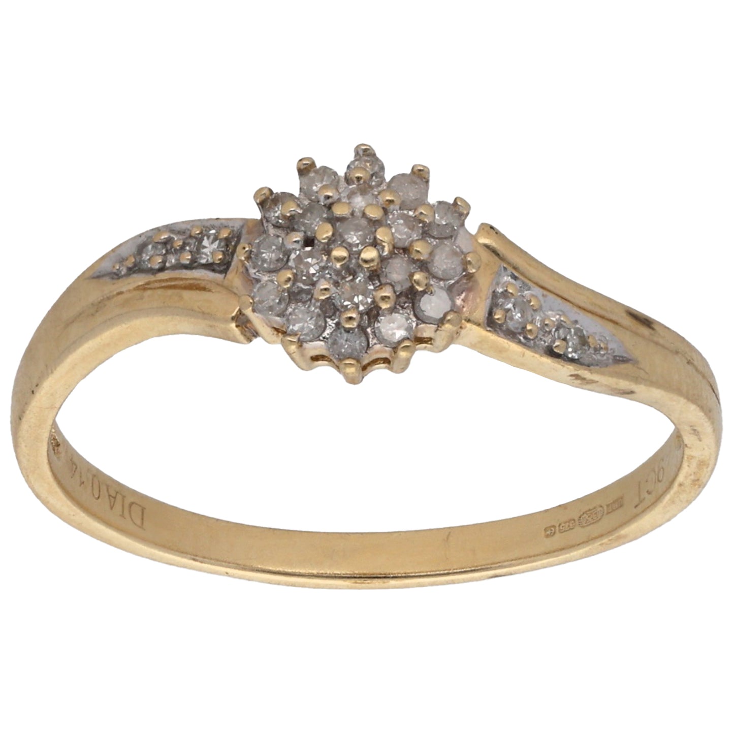9ct Gold 0.14ct Diamond Cluster Ring Size P