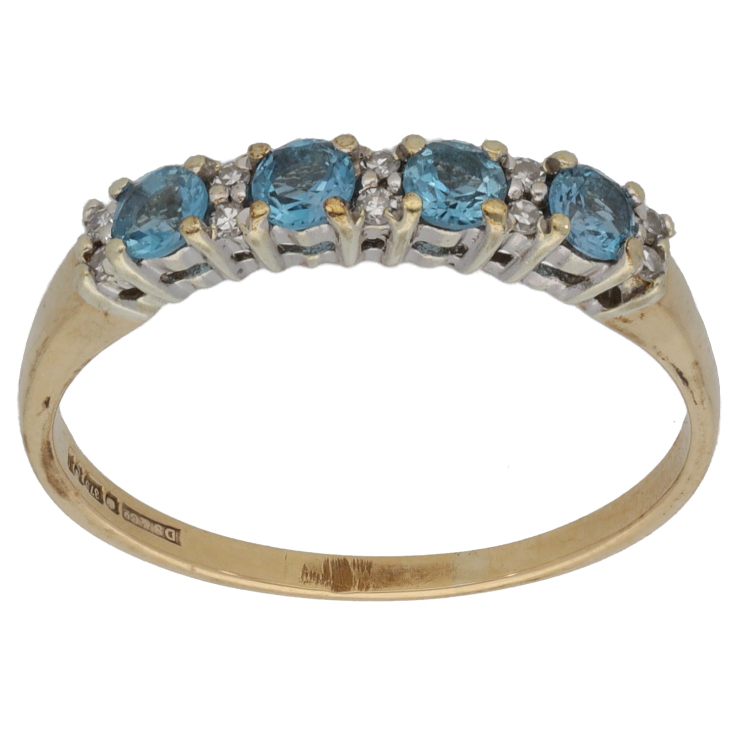 9ct Gold Topaz & 0.05ct Diamond Half Eternity Ring Size R