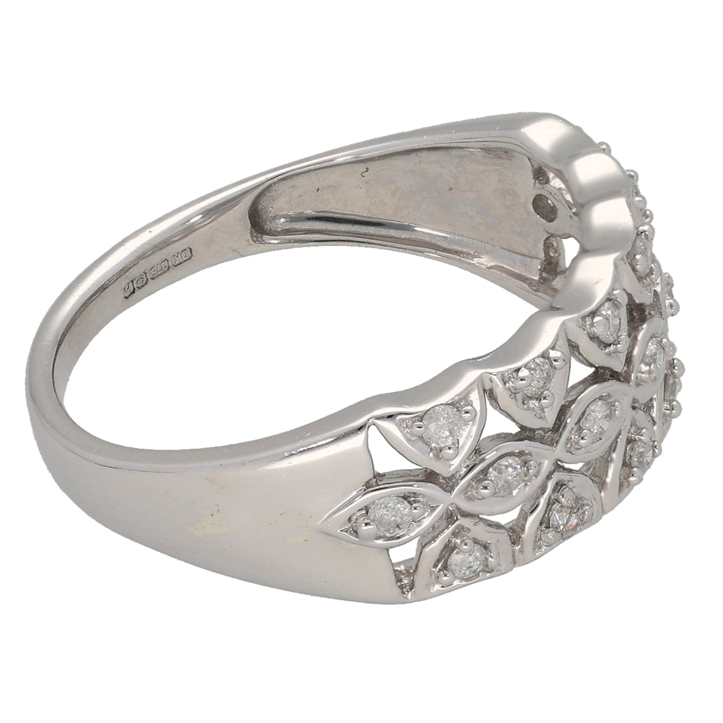 9ct White Gold 0.19ct Diamond Dress/Cocktail Ring Size N