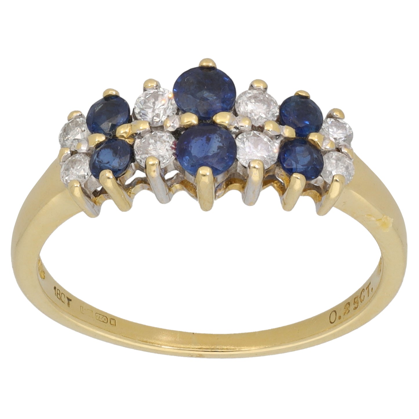 18ct Gold 0.25ct Diamond & Sapphire Half Eternity Ring Size O