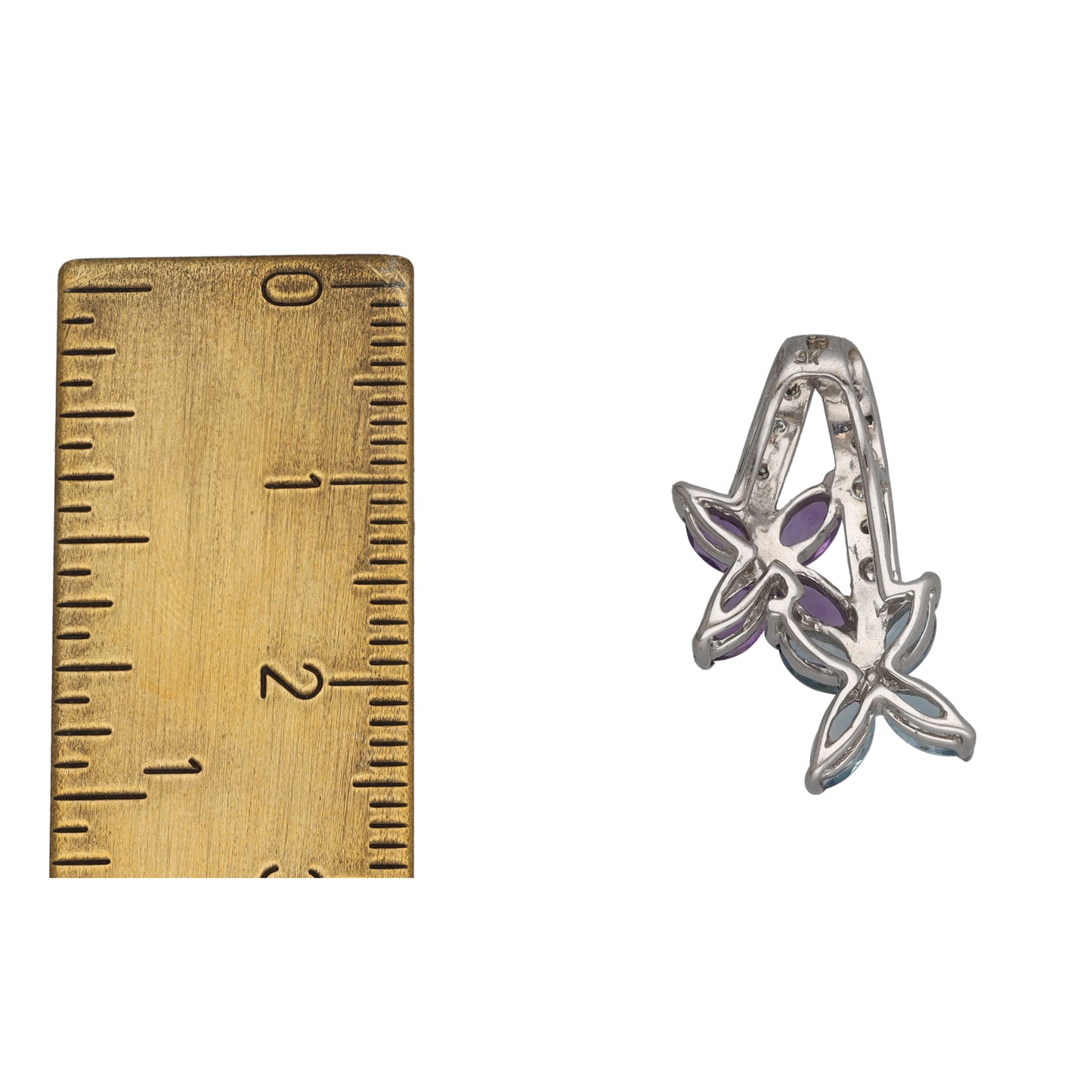 9ct White Gold Amethyst & Topaz & 0.04ct Diamond Dress/Cocktail Pendant