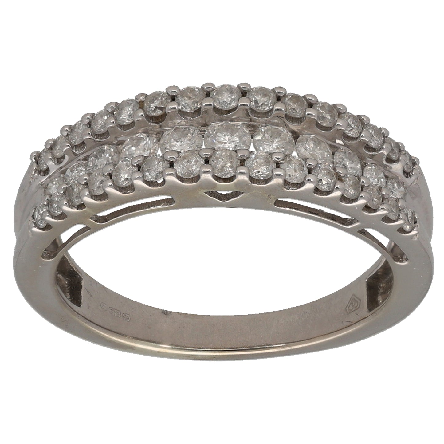 9ct White Gold 0.79ct Diamond Half Eternity Ring Size N