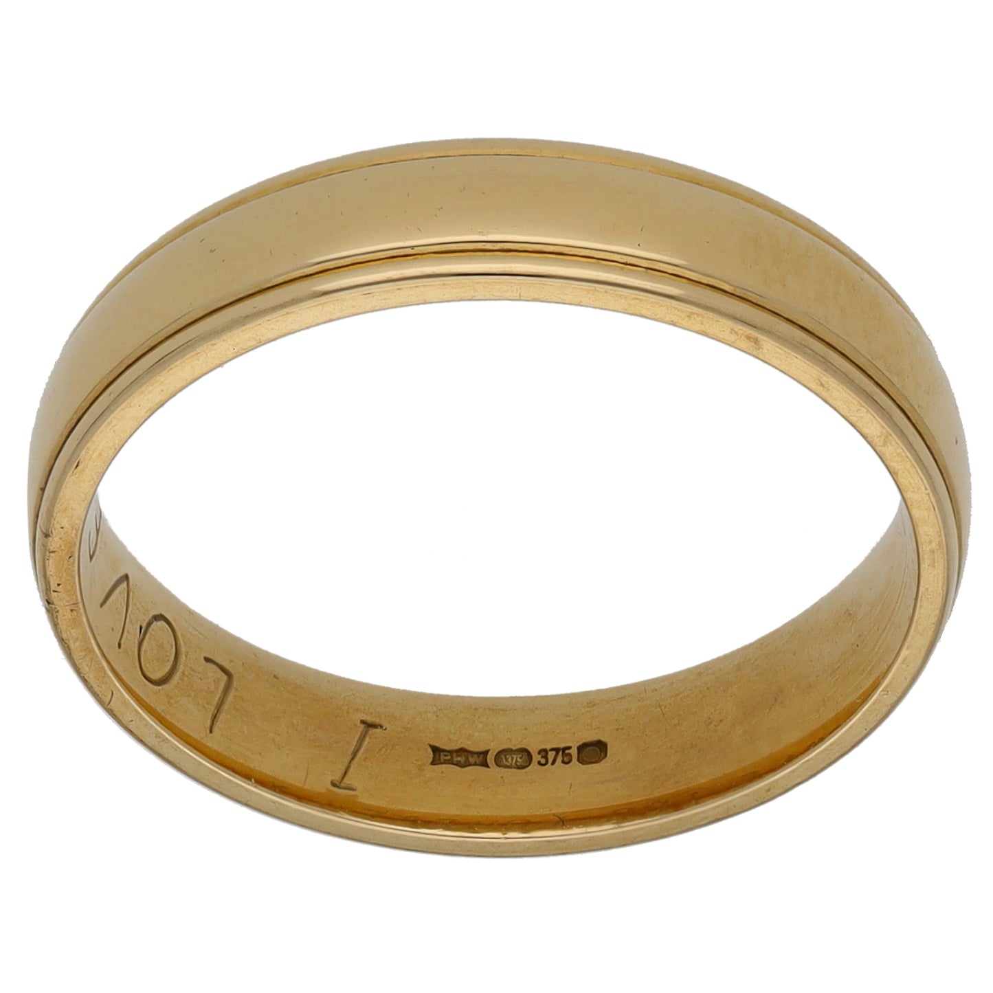 9ct Gold Plain Wedding Ring Size M
