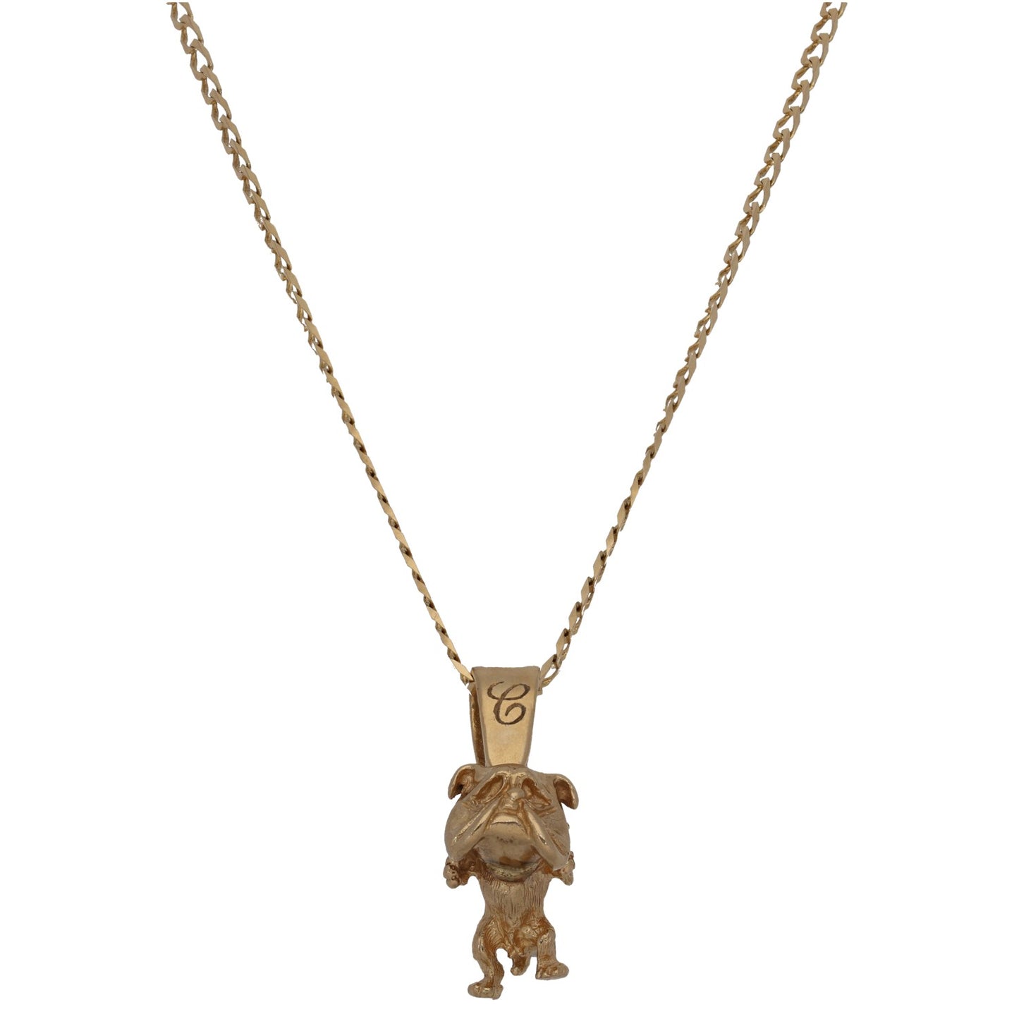 9ct Gold Bulldog Pendant With Chain