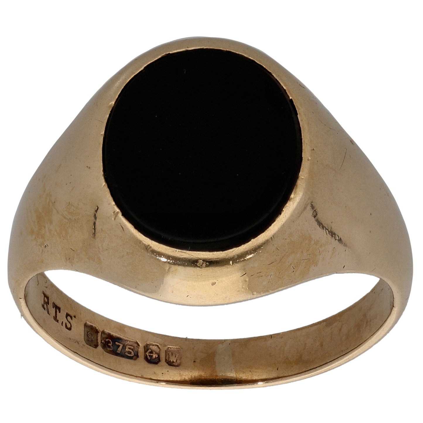 9ct Gold Onyx Signet Ring Size O