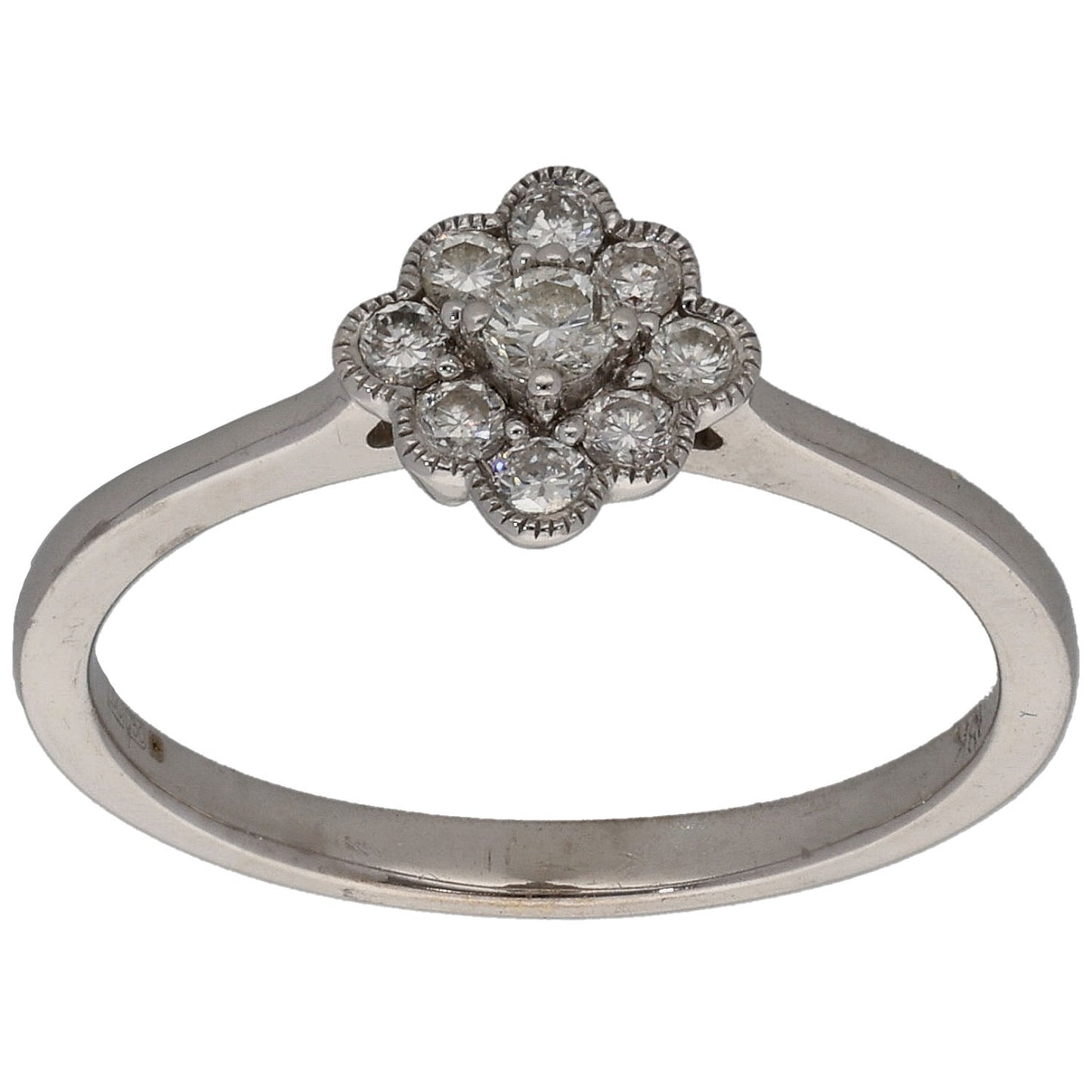 18ct White Gold 0.21ct Diamond Cluster Ring Size L