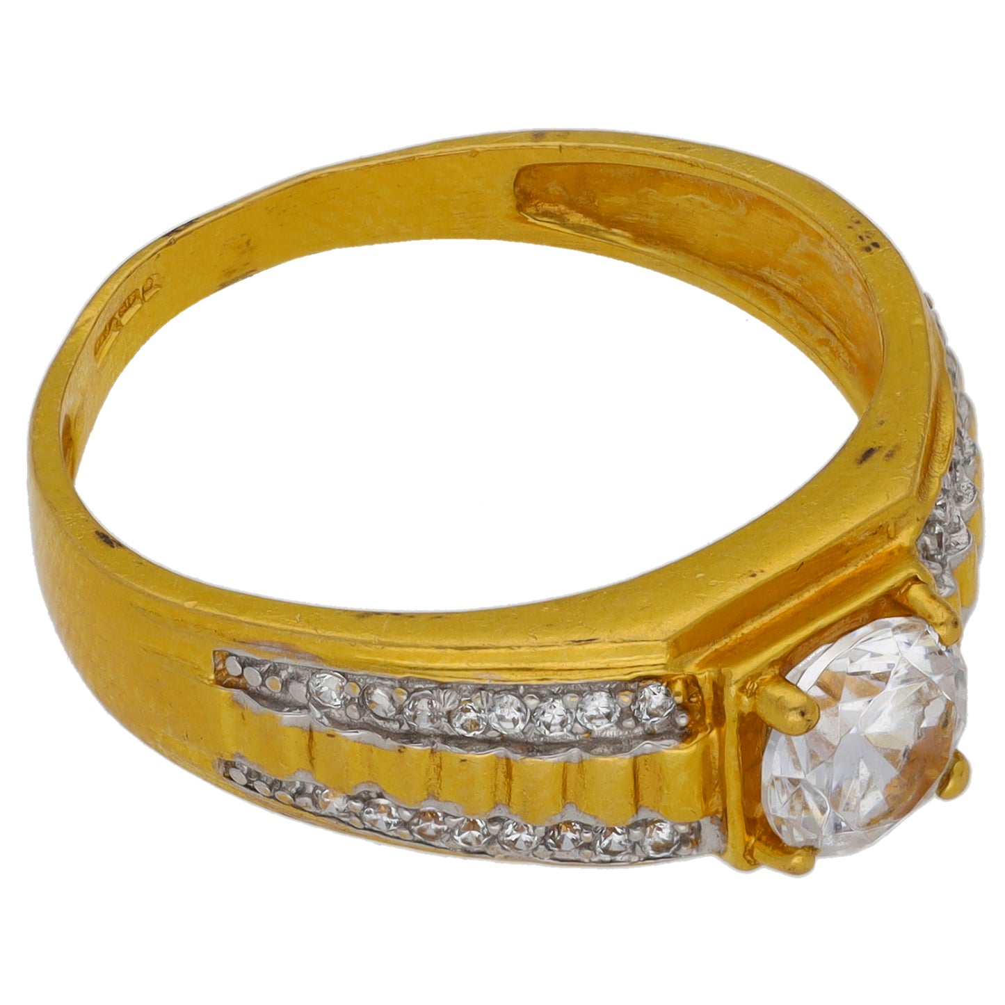 22ct Gold Cubic Zirconia Dress/Cocktail Ring Size R