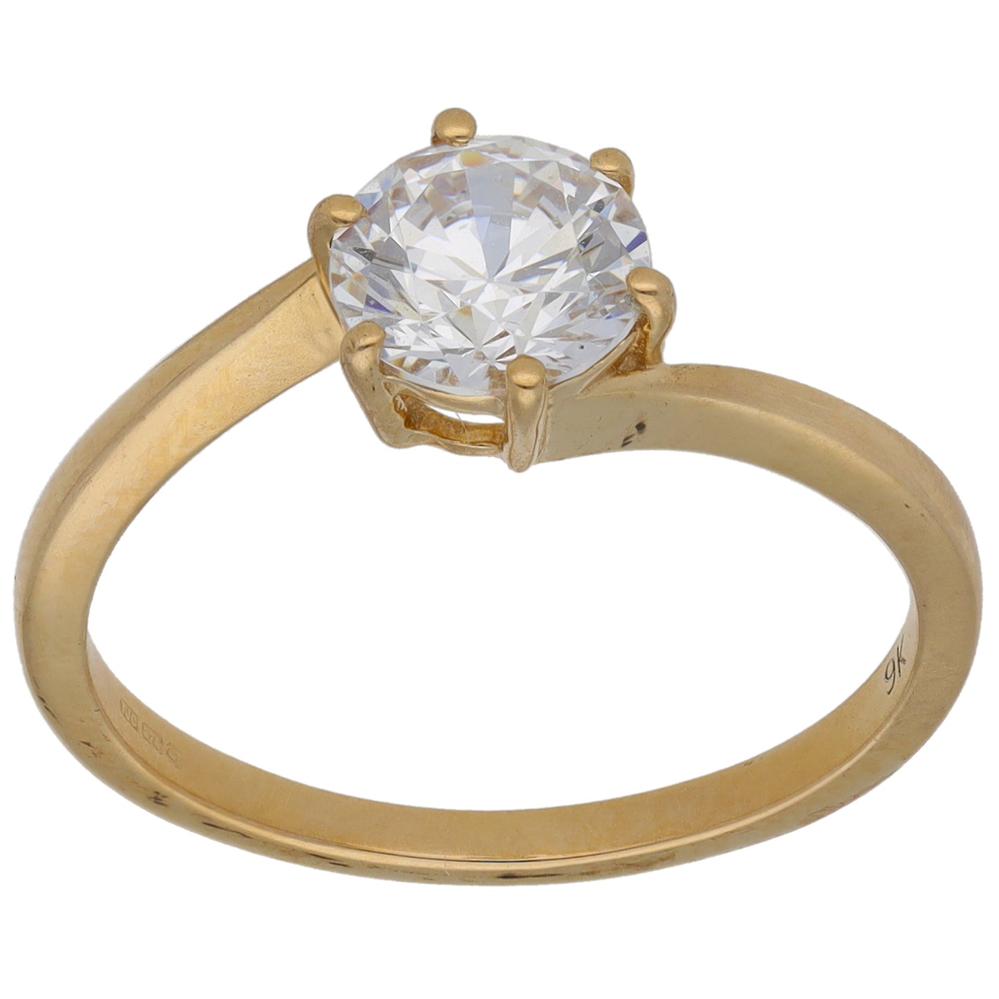 9ct Gold Cubic Zirconia Single Stone Ring Size Q