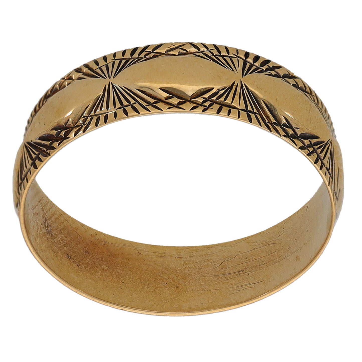 9ct Gold Patterned Wedding Ring Size P