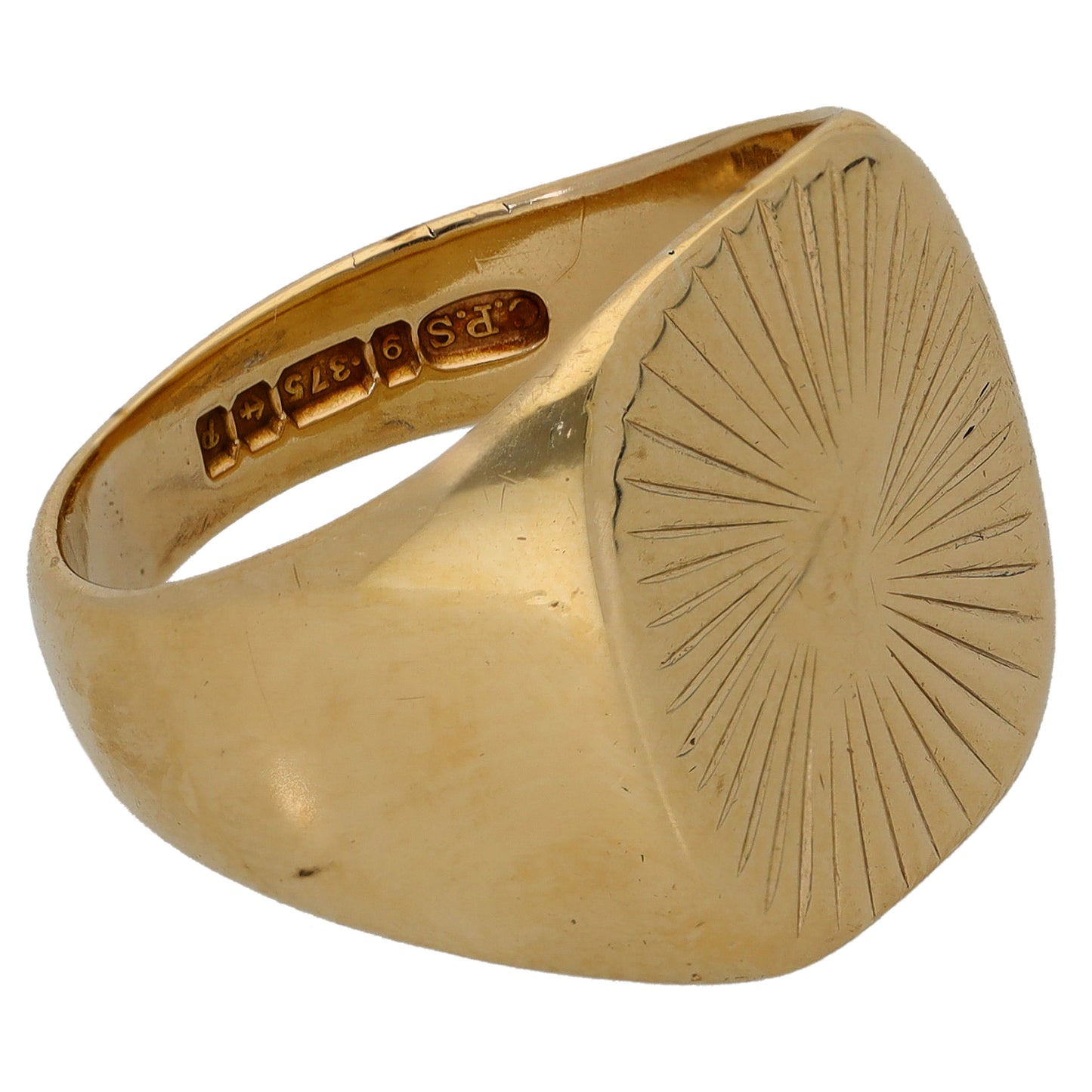 9ct Gold Patterned Signet Ring Size O