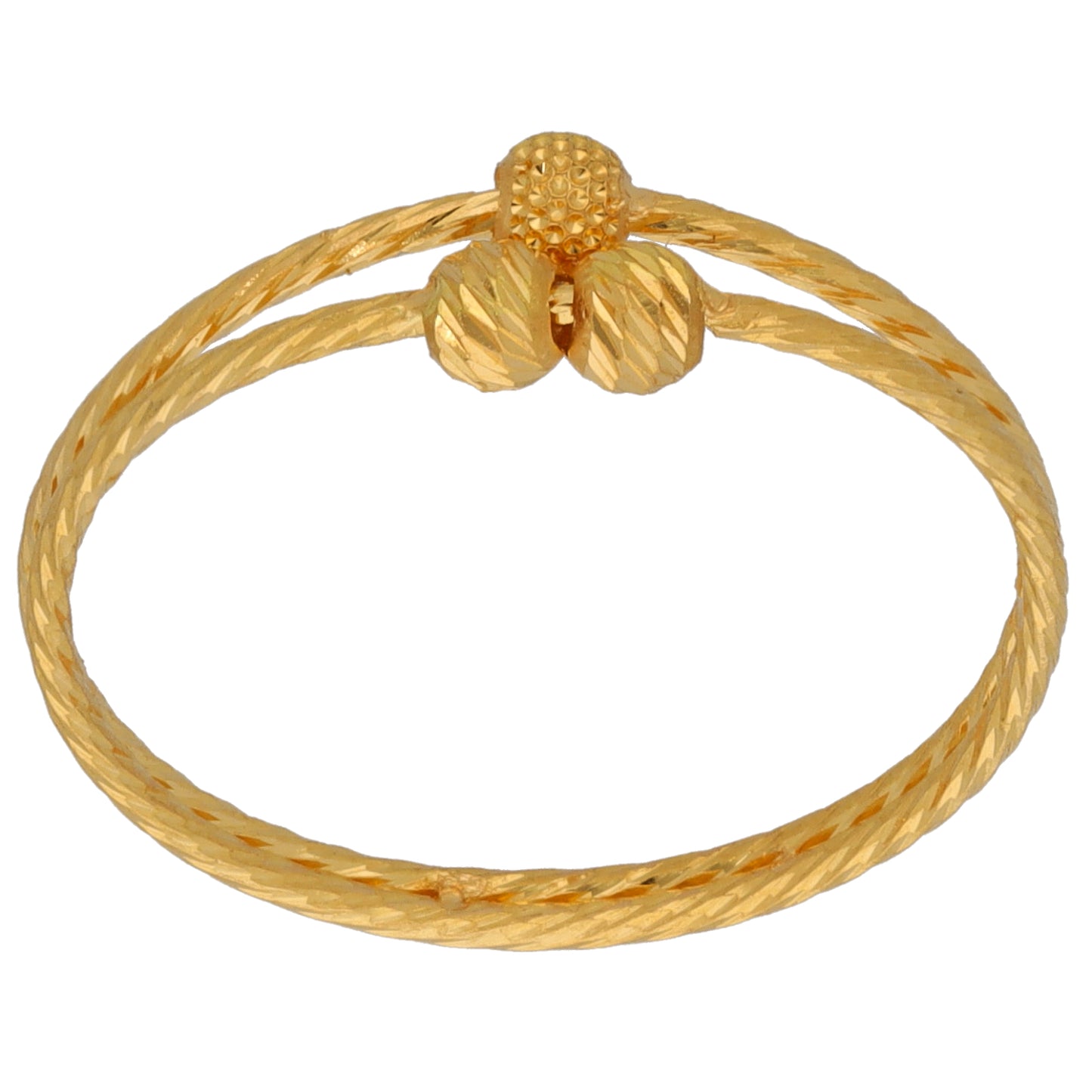 New 22ct Gold Double Beaded Row Ring Size Q