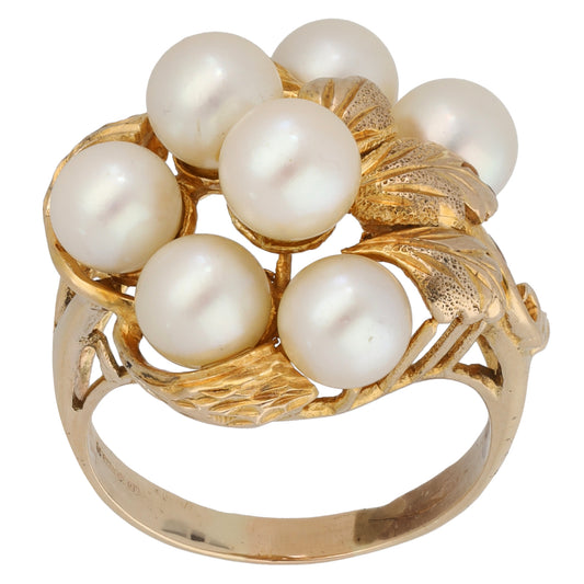 9ct Gold Cultured Pearl Alternative Ring Size M