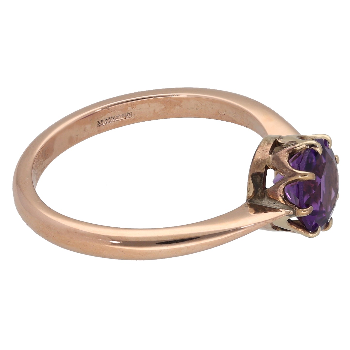 9ct Gold Amethyst Single Stone Ring Size P