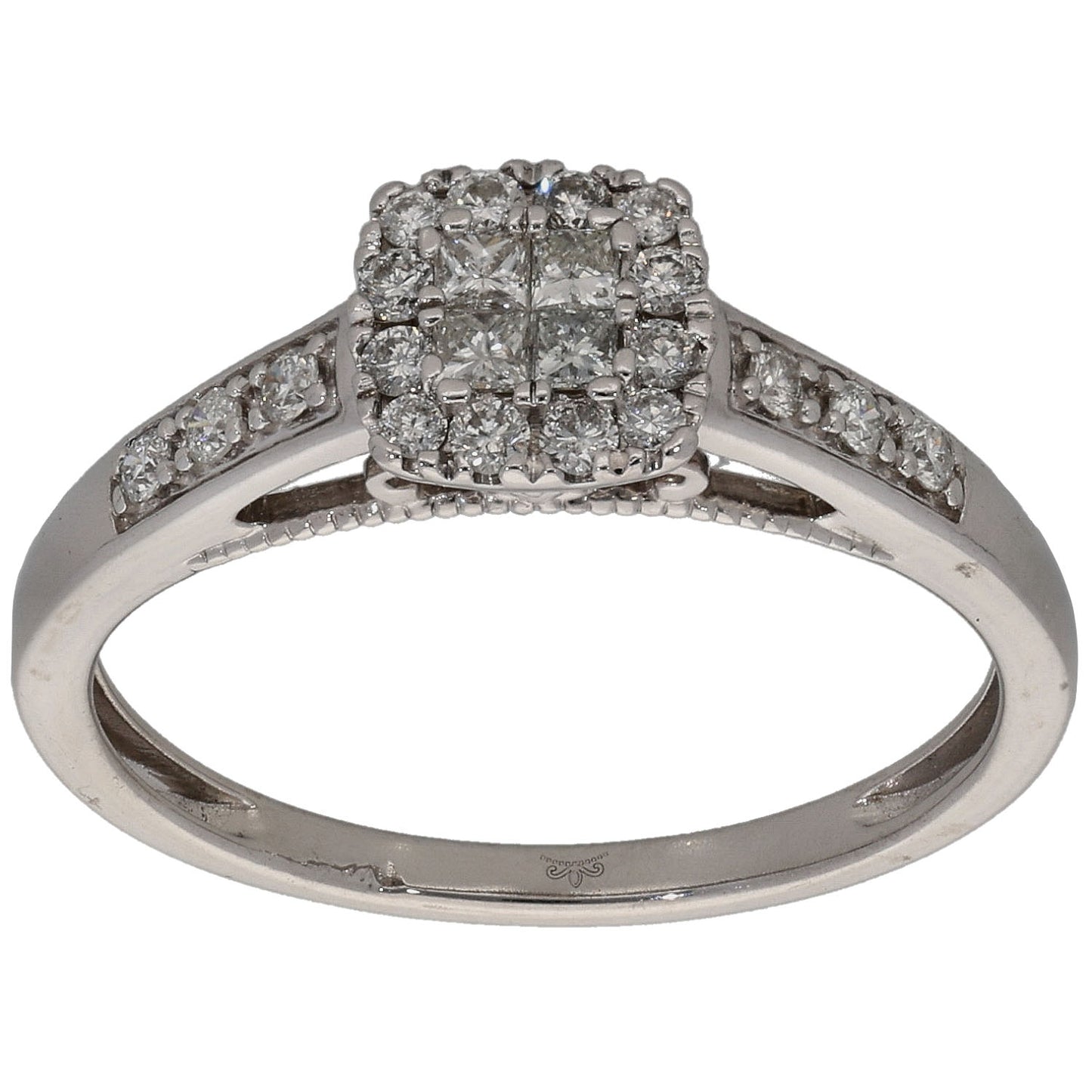 9ct White Gold 0.33ct Diamond Dress/Cocktail Ring Size M
