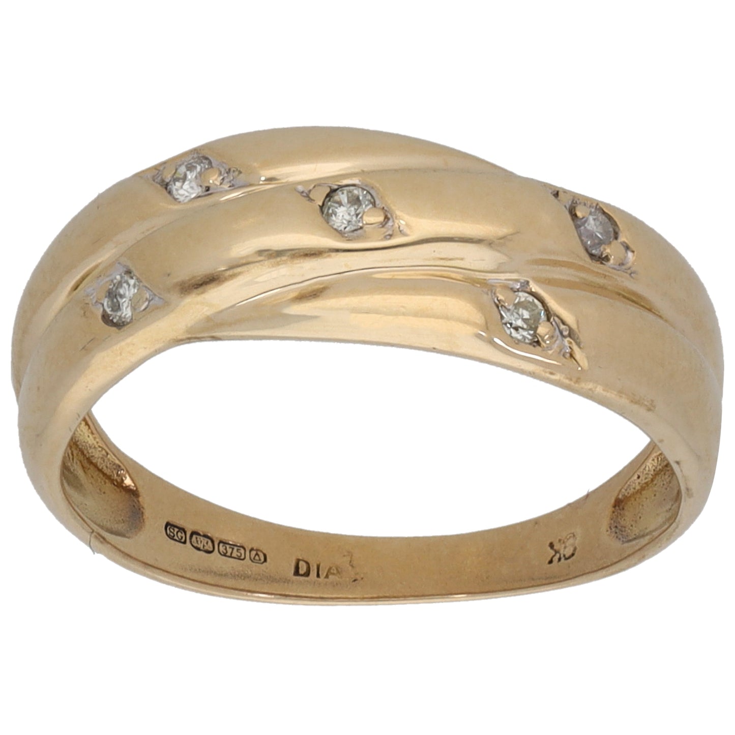9ct Gold 0.05ct Diamond Dress/Cocktail Ring Size L