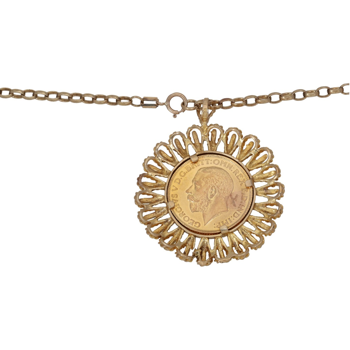 9ct Gold Full Sovereign Coin Pendant With Chain