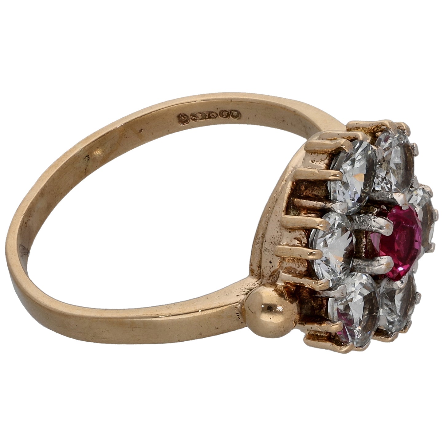 9ct Gold Imitation Gems Dress/Cocktail Ring Size L
