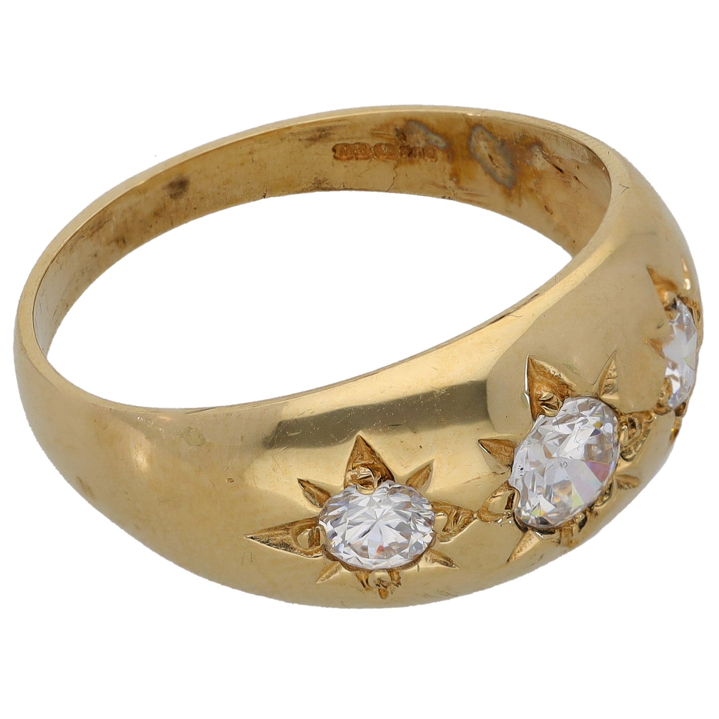 9ct Gold Cubic Zirconia Three Stone Ring Size U