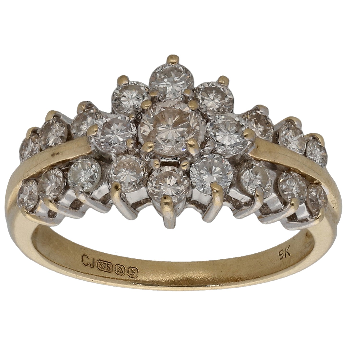 9ct Gold 0.94ct Diamond Cluster Ring Size K