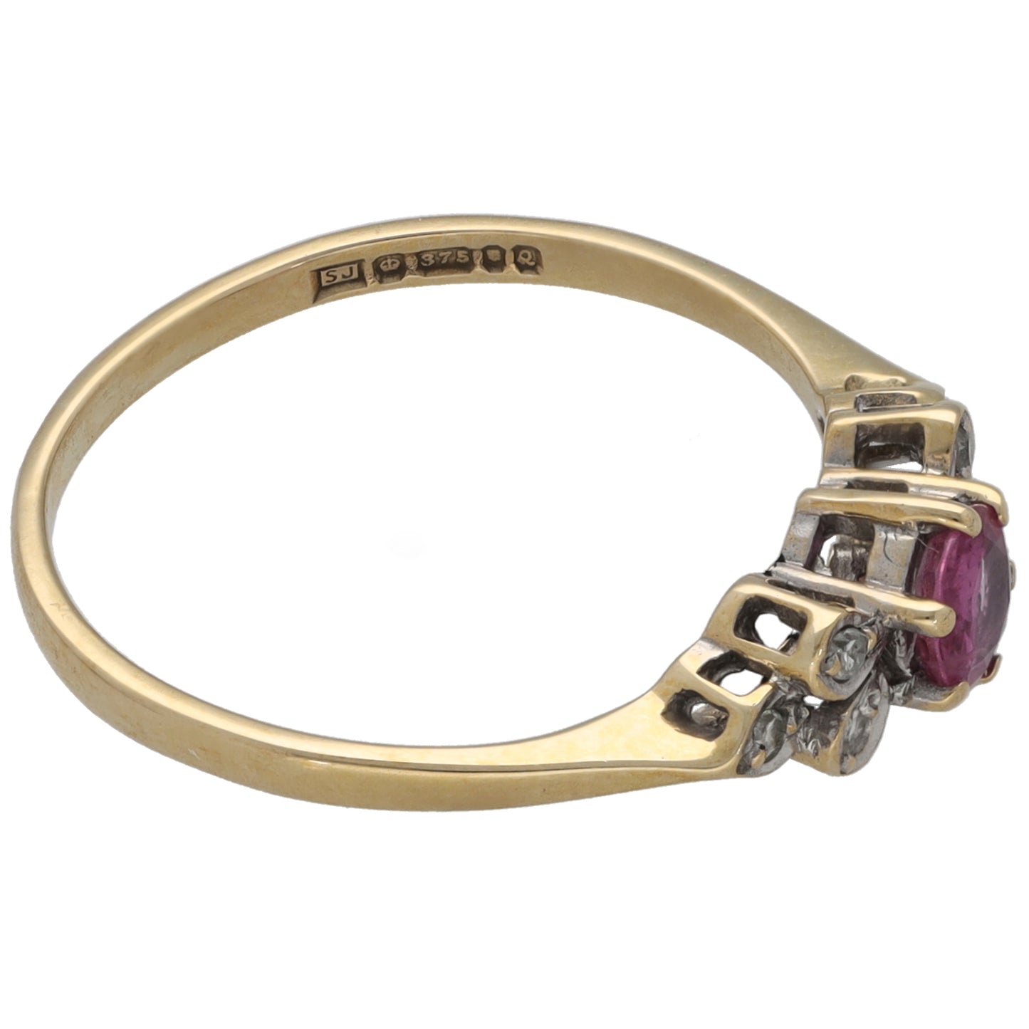 9ct Gold Sapphire & 0.03ct Diamond Dress/Cocktail Ring Size N