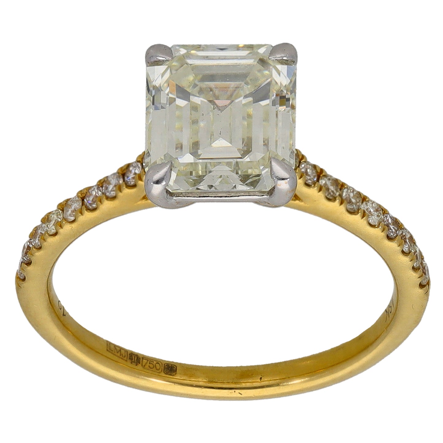 18ct Gold 2.33ct Diamond Solitaire Ring With Accent Stones Size L