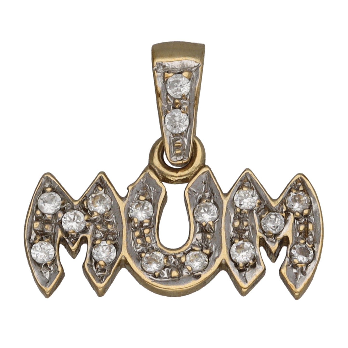 9ct Gold Cubic Zirconia Mum/Mother Pendant