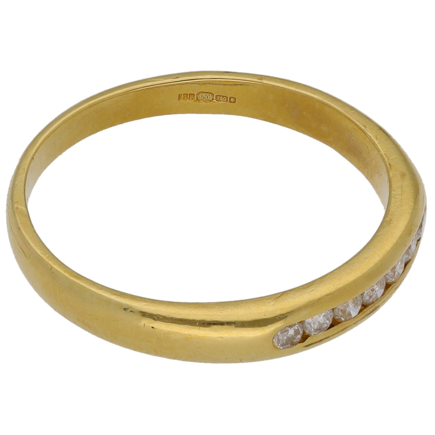 18ct Gold 0.13ct Diamond Half Eternity Ring Size L