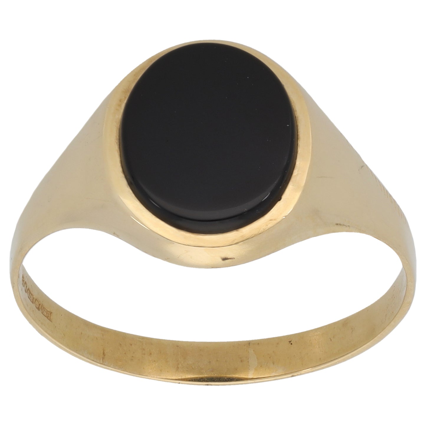 9ct Gold Onyx Plain Signet Ring Size Y