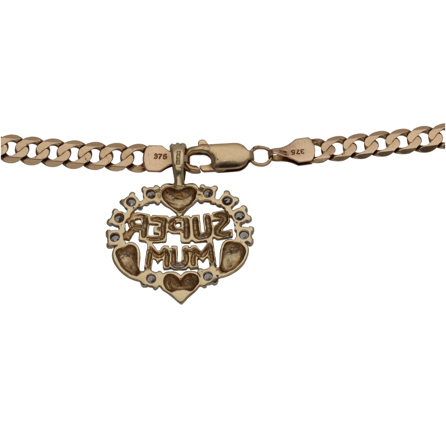 9ct Gold Cubic Zirconia Mum/Mother Pendant With Chain