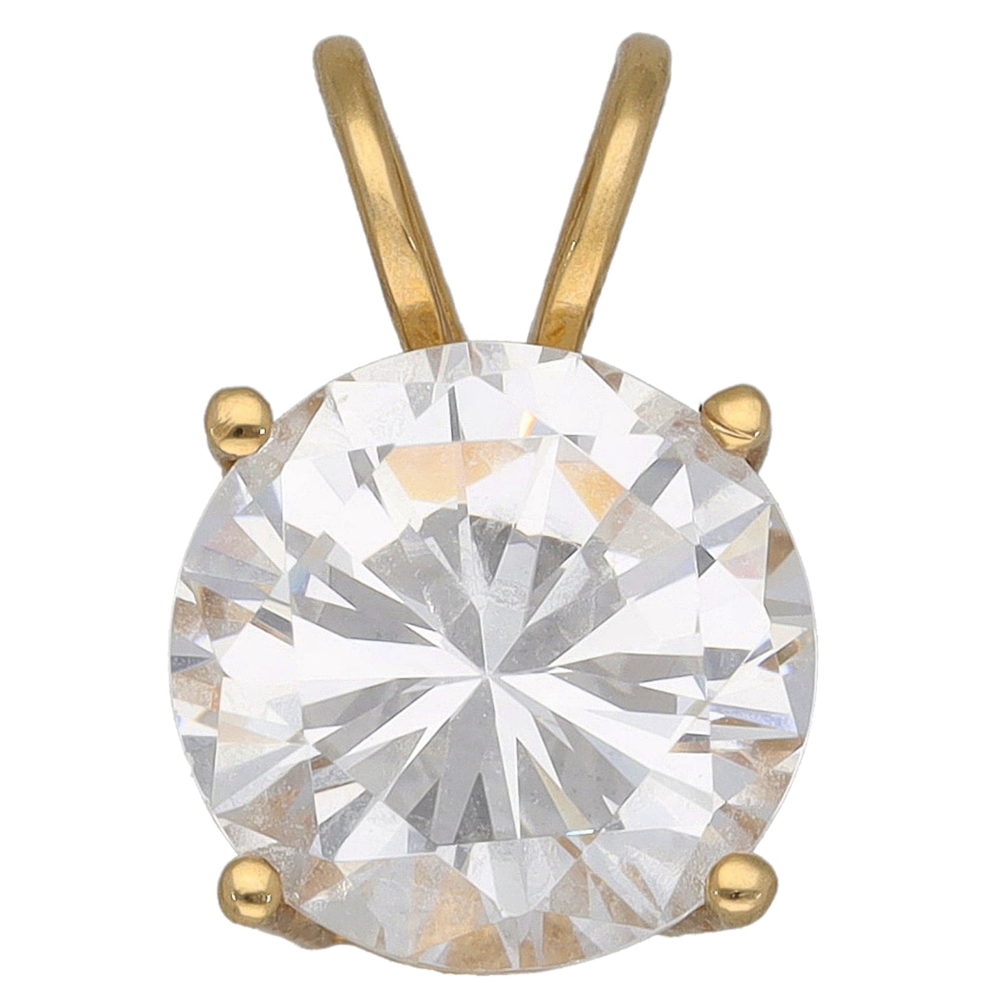 14ct Gold Cubic Zirconia Single Stone Pendant
