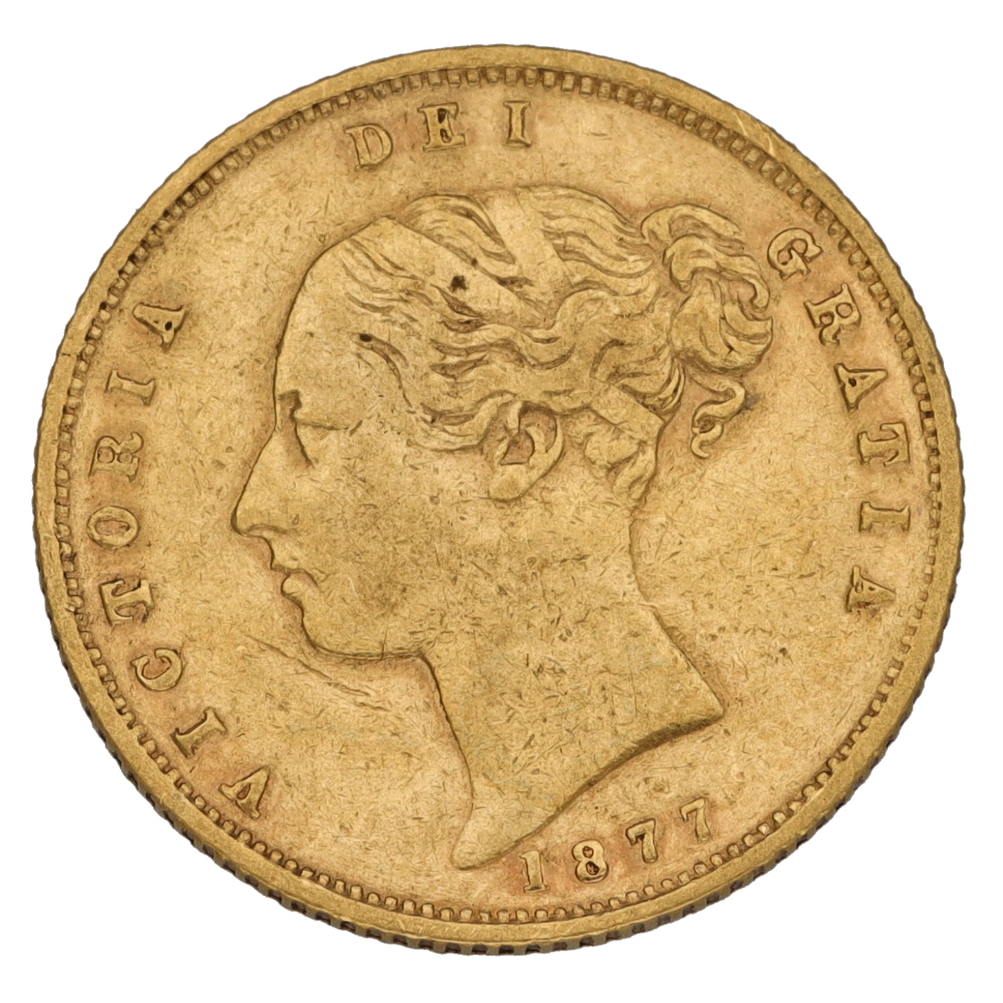 22ct Gold Queen Victoria Half Sovereign Coin 1877