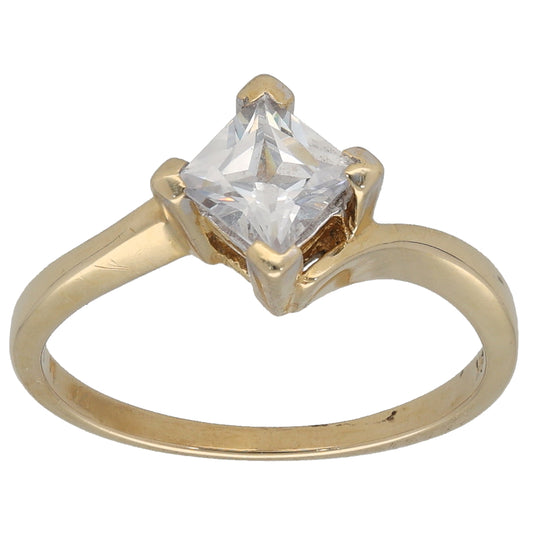 9ct Gold Cubic Zirconia Single Stone Ring Size M