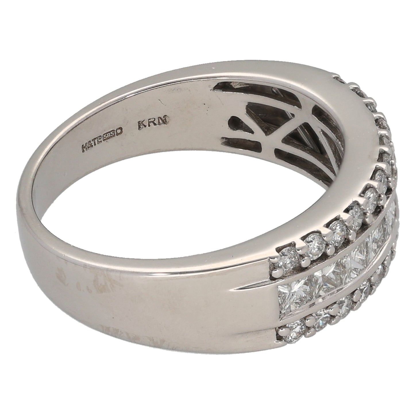 14ct White Gold 0.93ct Diamond Dress/Cocktail Ring Size N