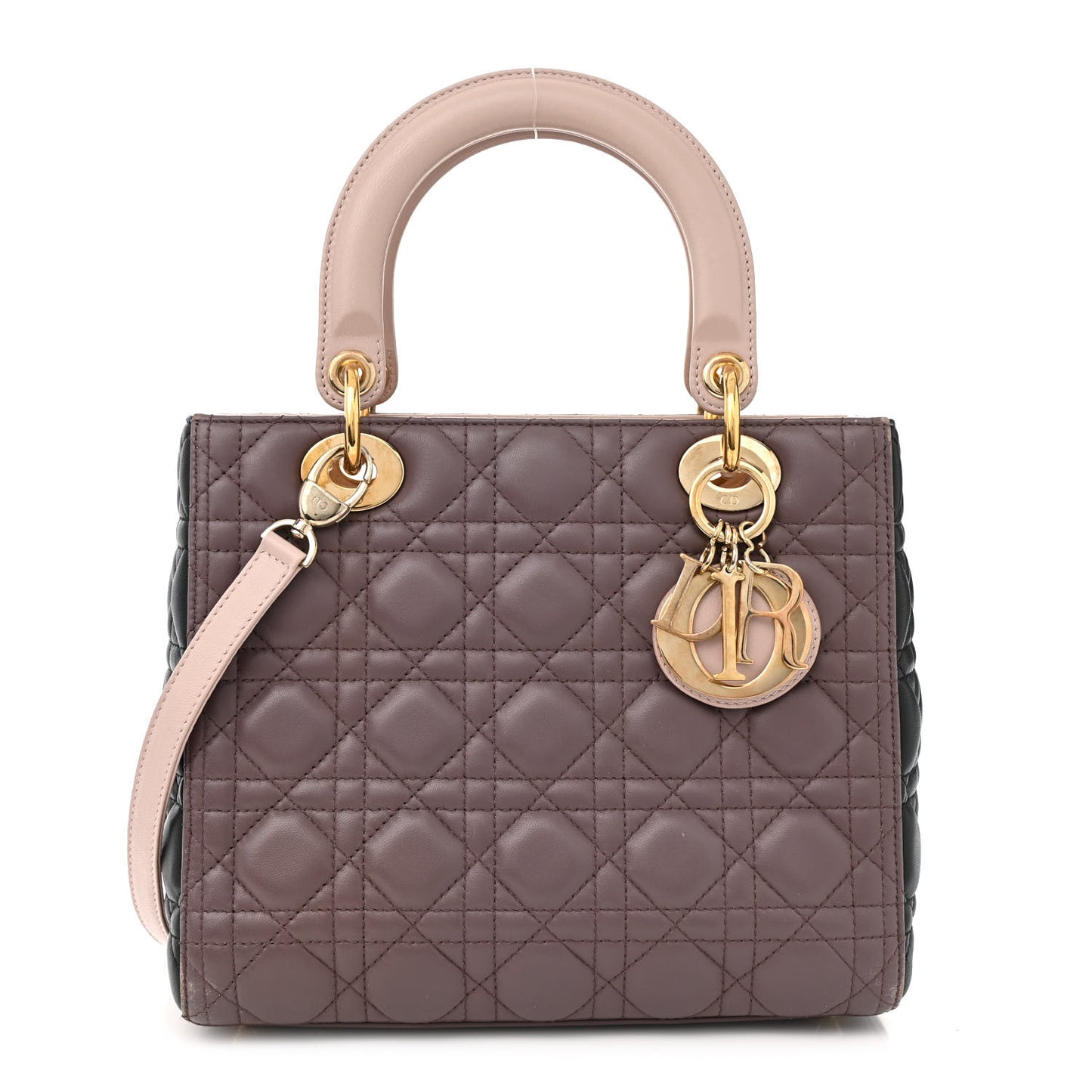 Christian Dior Lady Dior Cannage Lambskin Leather Bag - Taupe
