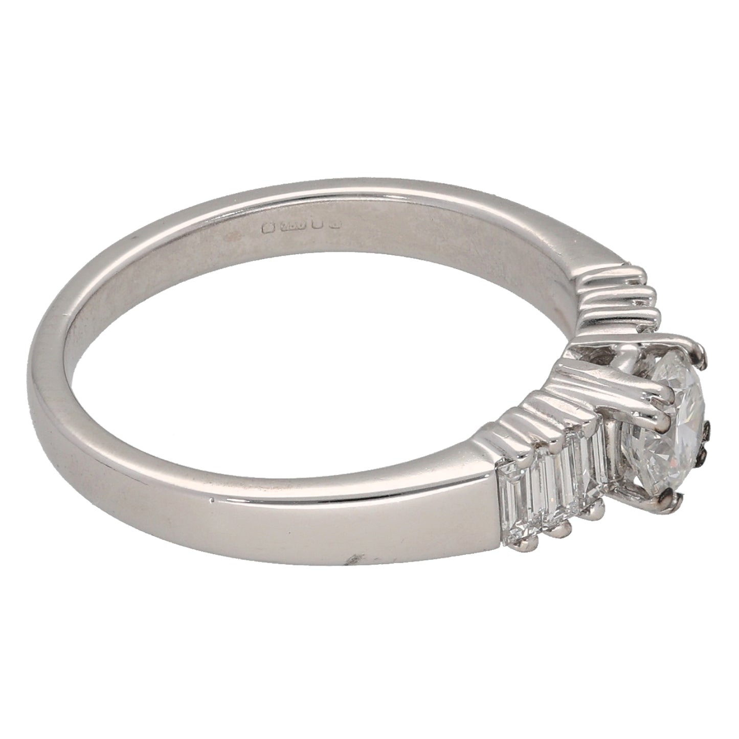 18ct White Gold 0.62ct Diamond Solitaire Ring With Accent Stones Size M