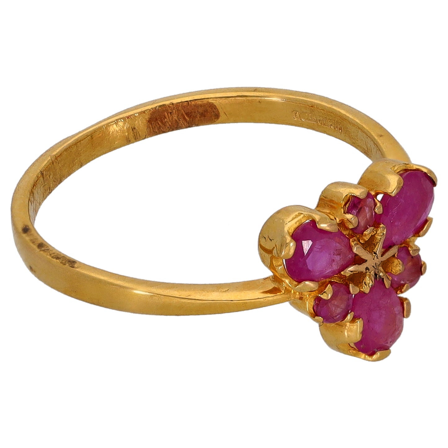 22ct Gold Glass Filled Ruby Dress/Cocktail Ring Size L