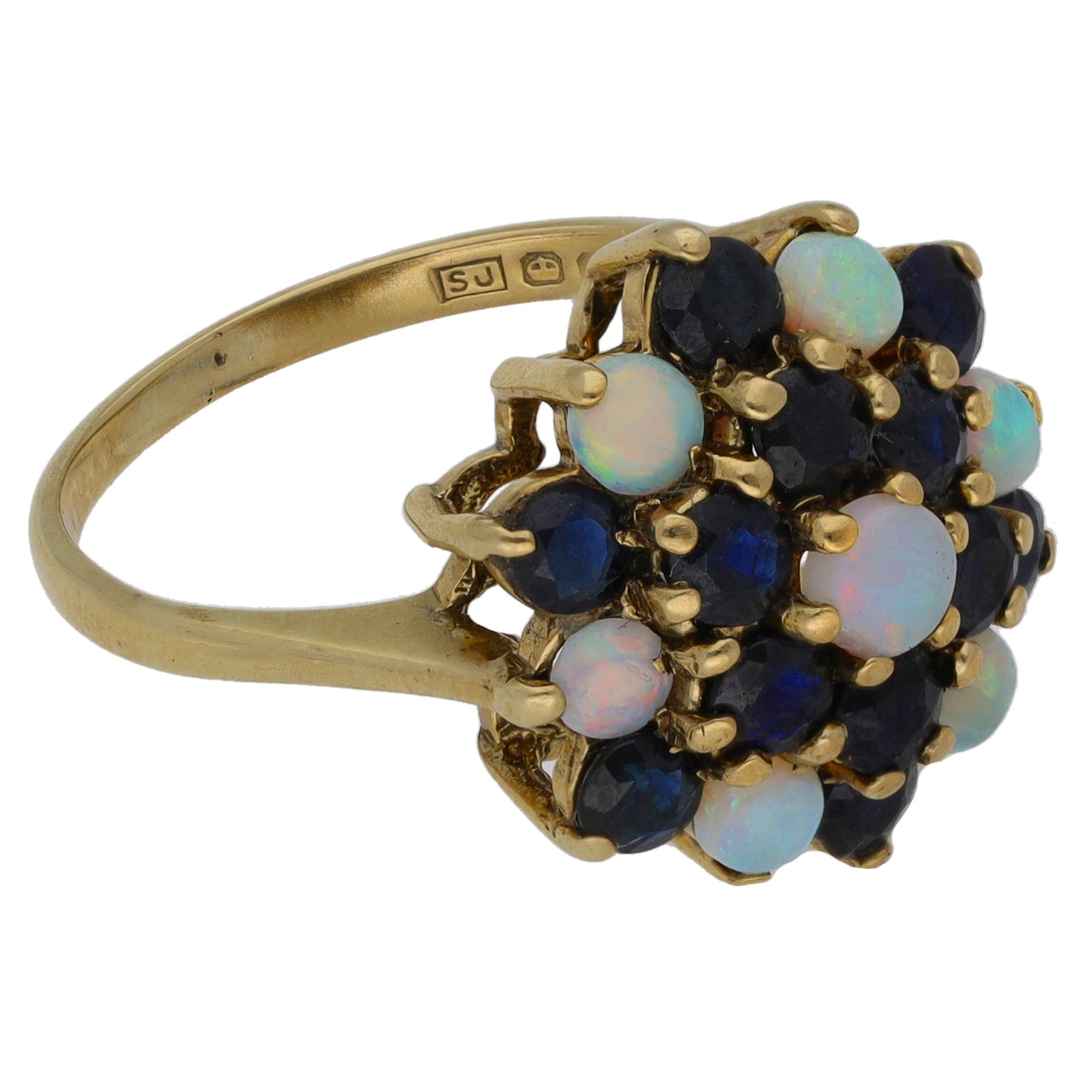9ct Gold Opal & Sapphire Dress/Cocktail Ring Size M