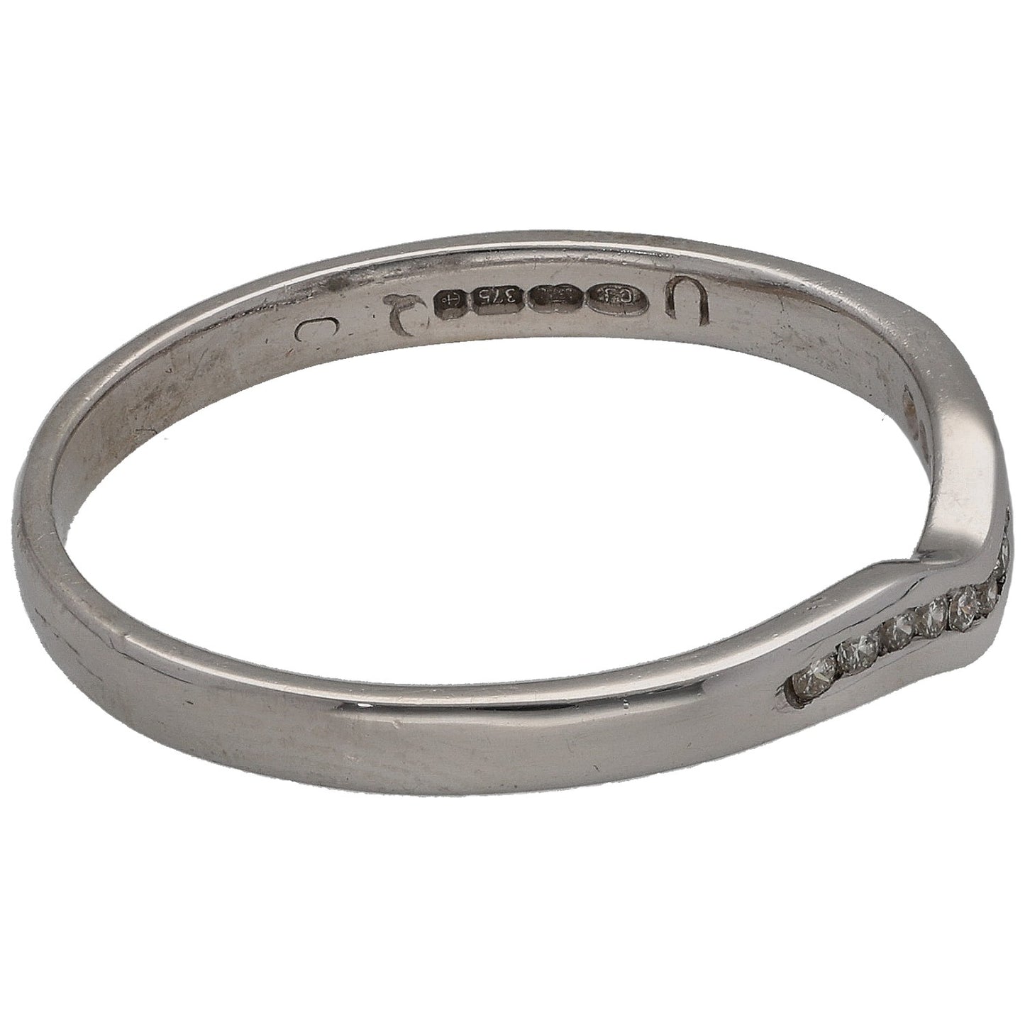 9ct White Gold 0.055ct Diamond Half Eternity Ring Size Q