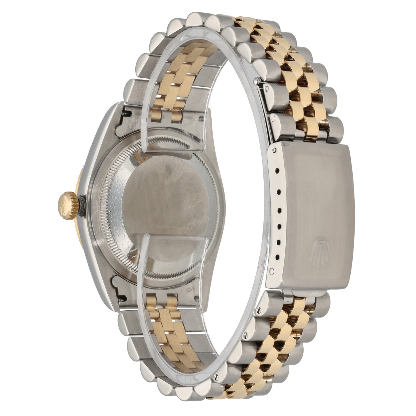 Rolex Datejust 16233, champagne dial, stainless steel and gold case, Jubilee bracelet caseback image