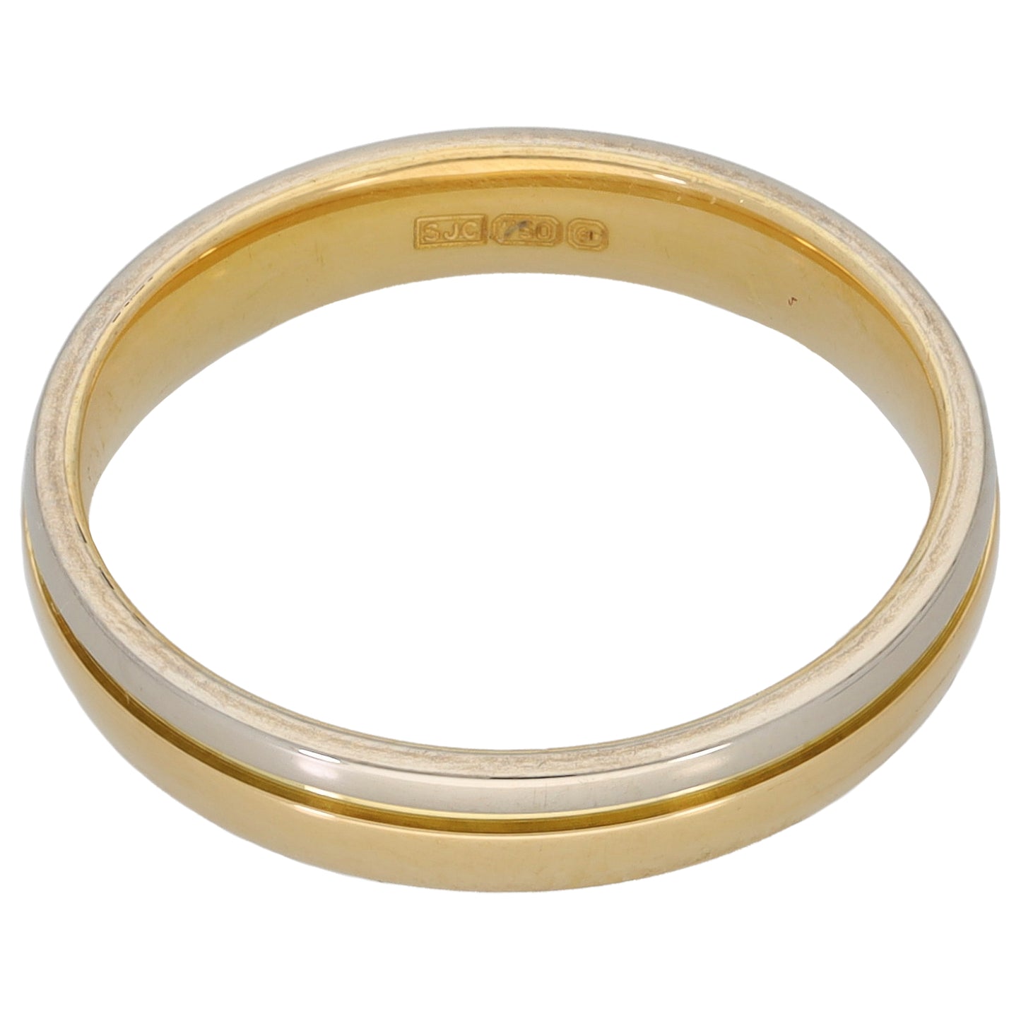 18ct Bicolour Gold Patterned Wedding Ring Size L