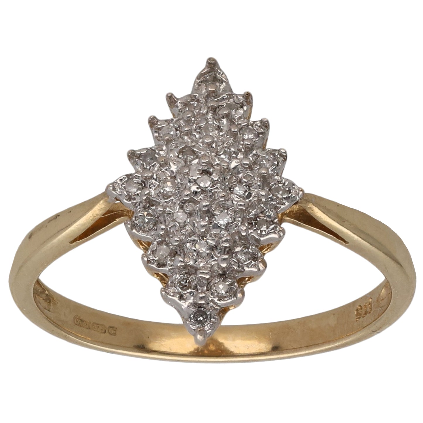 9ct Gold 0.125ct Diamond Cluster Ring Size N