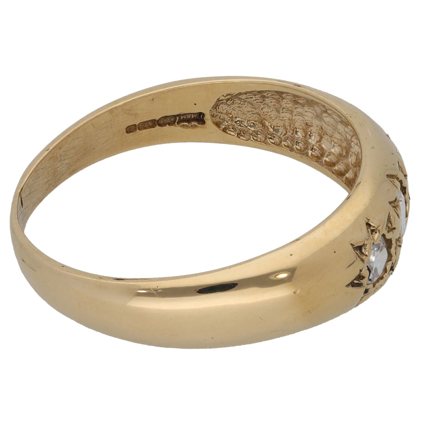 9ct Gold Cubic Zirconia Three Stone Ring Size V