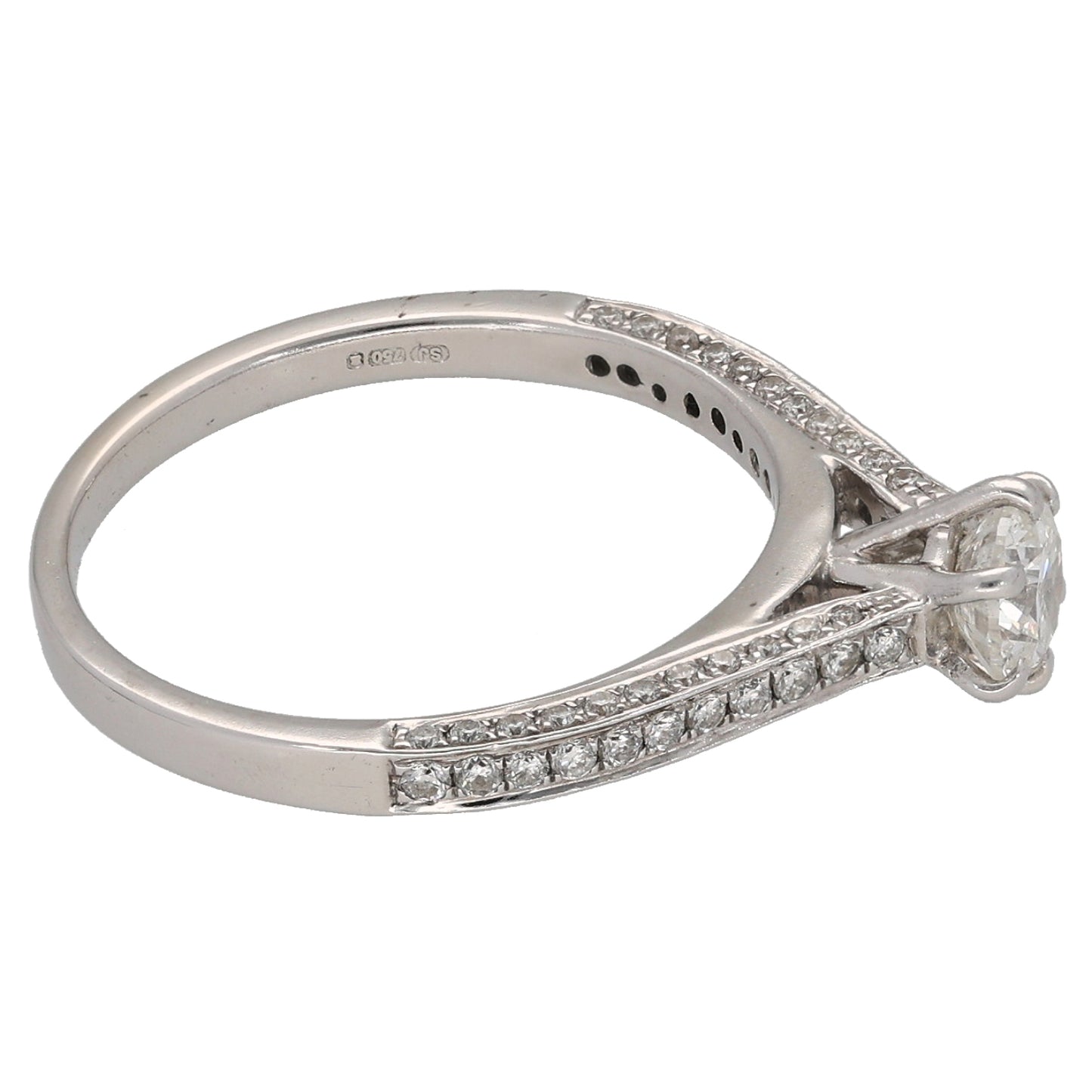 18ct White Gold 0.69ct Diamond Solitaire Ring With Accent Stones Size K